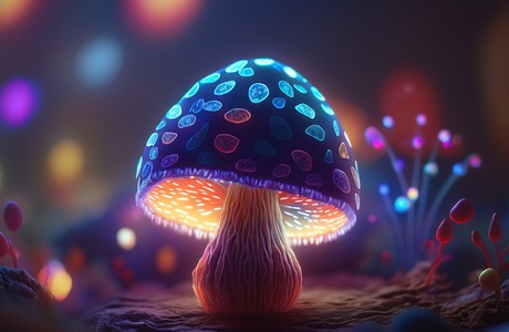 Luminescent Mushroom with Bright Colorful Lights