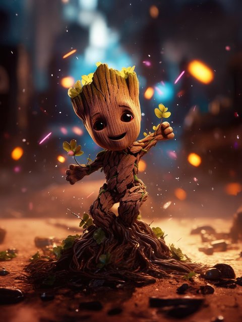 Little Groot from Marvel Comics - Wallpapers for HTC/BlackBerry in 480x640 resolution