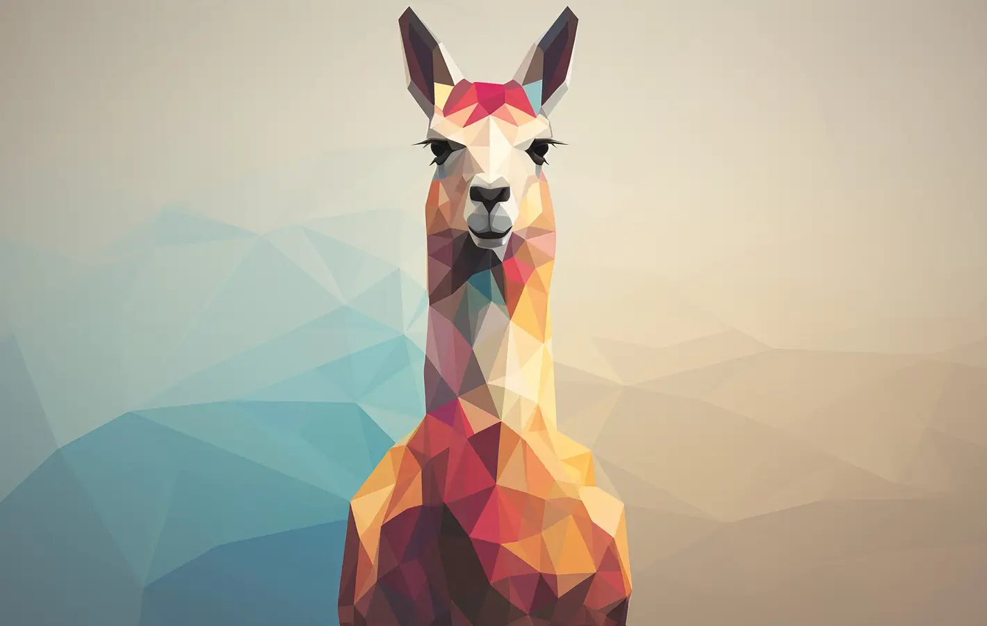 Лама в стиле low poly — обои на рабочий стол и телефон