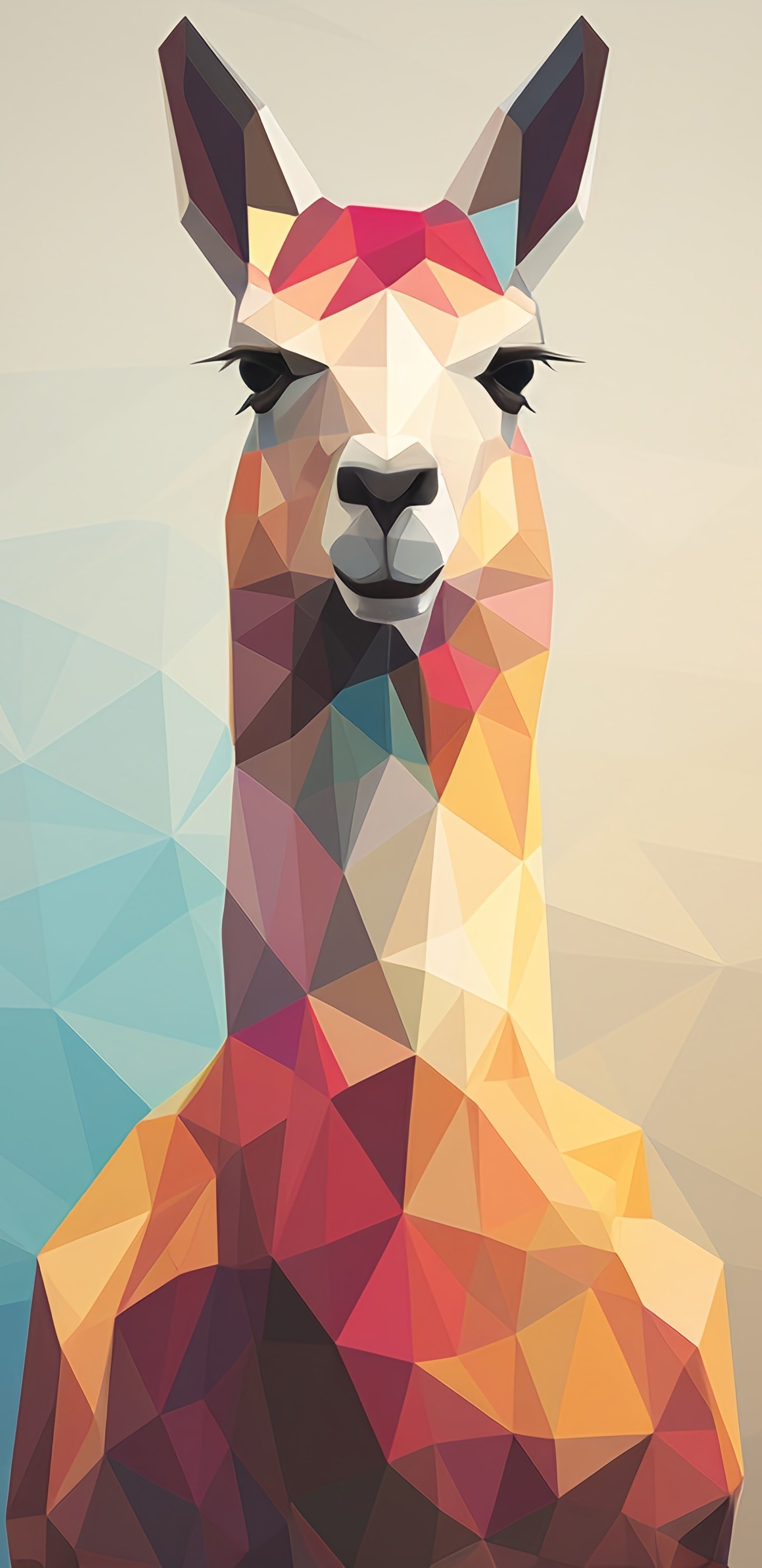 Low poly colorful llama - Wallpapers for Samsung Galaxy S8/S8+/Note 8/S9/S9+/Note 9 in 1440x2960 resolution