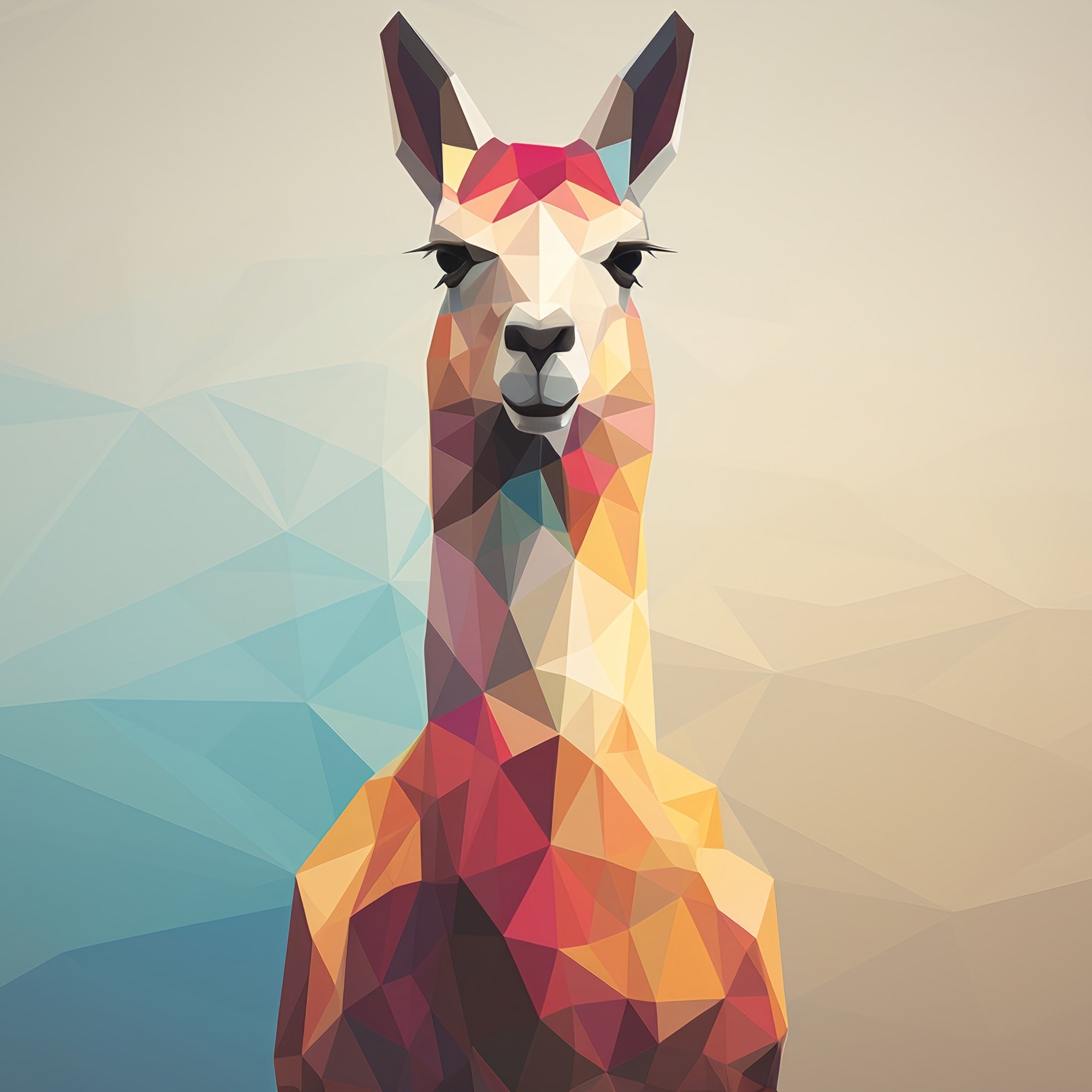 Low poly colorful llama - Wallpapers for Samsung/Xiaomi in 2000x2000 resolution