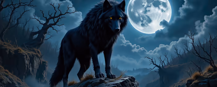 Animals wallpapers: wolf, moon, rock, forest