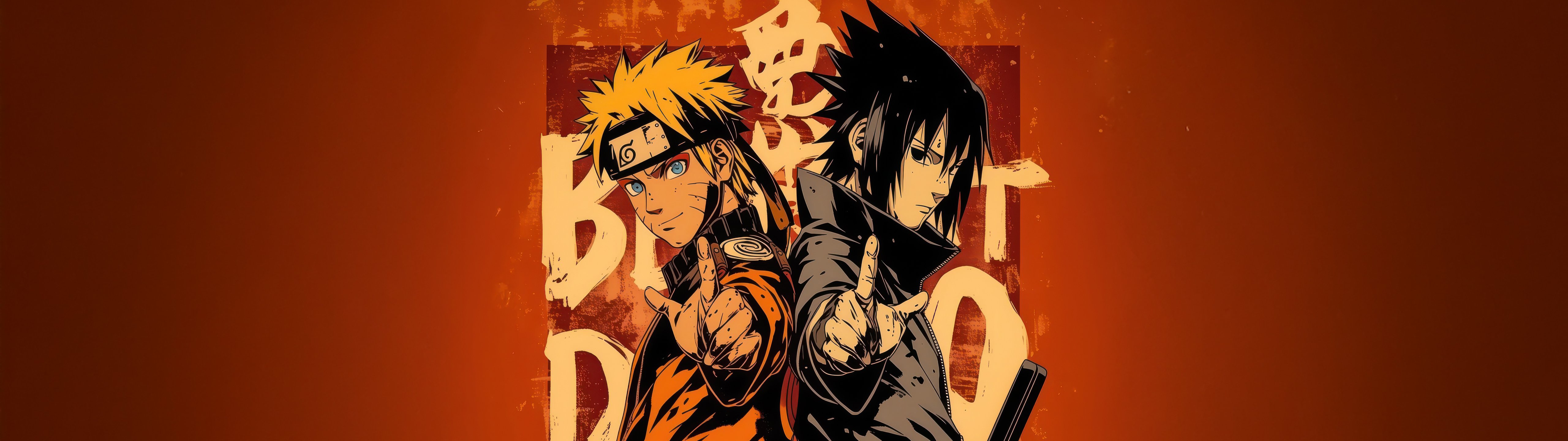 Naruto and Sasuke facing off in a decisive battle - UltraWide 32:9 wallpapers in 5120x1440 resolution