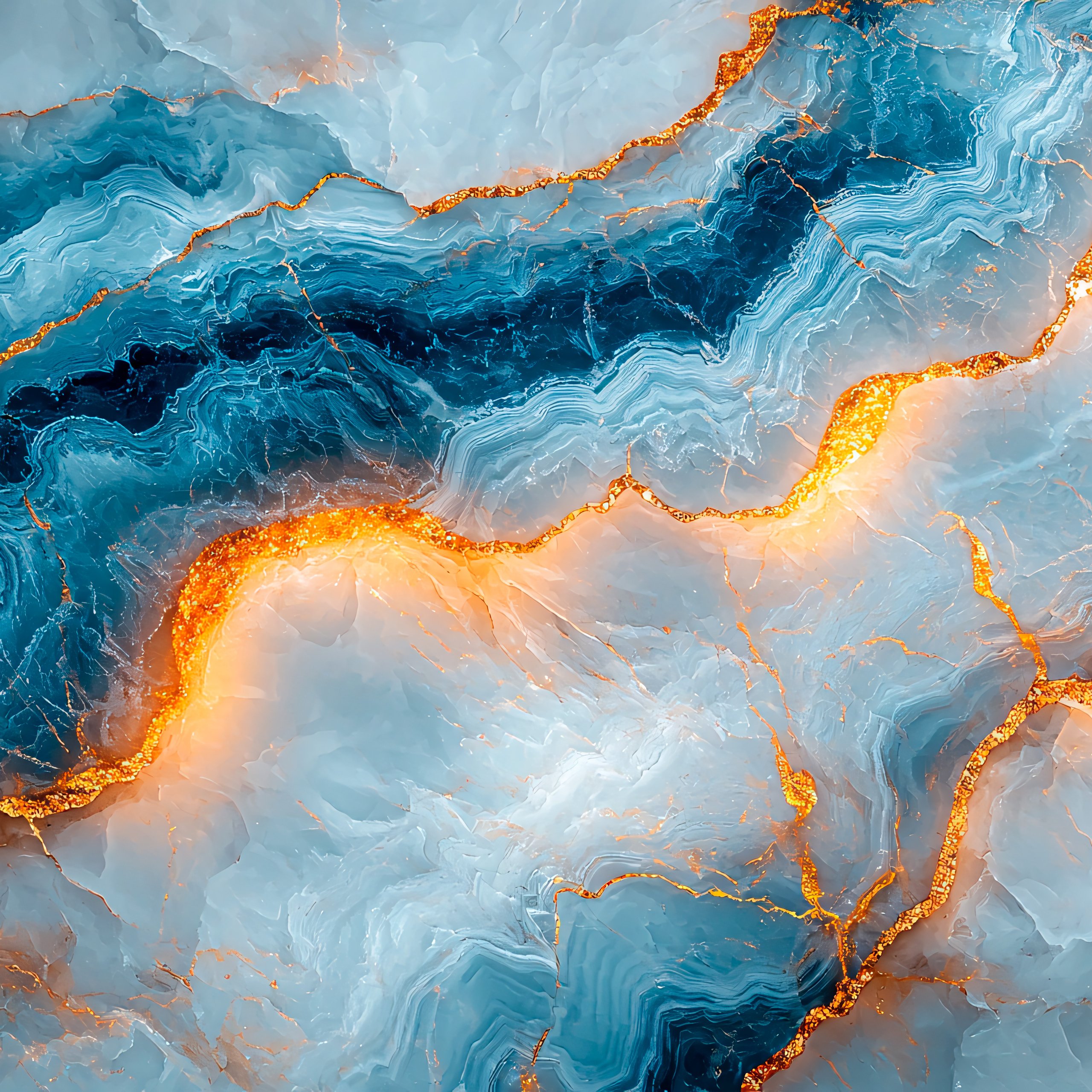 Blue and gold marble - Wallpapers for Samsung Galaxy Tab S9 FE+/Tab S11, Xiaomi Pad 5, Redmi Pad 2 Pro, POCO Pad in 2560x2560 resolution
