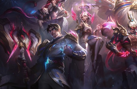 Epic fantasy characters League Of Legends with vibrant energy powers