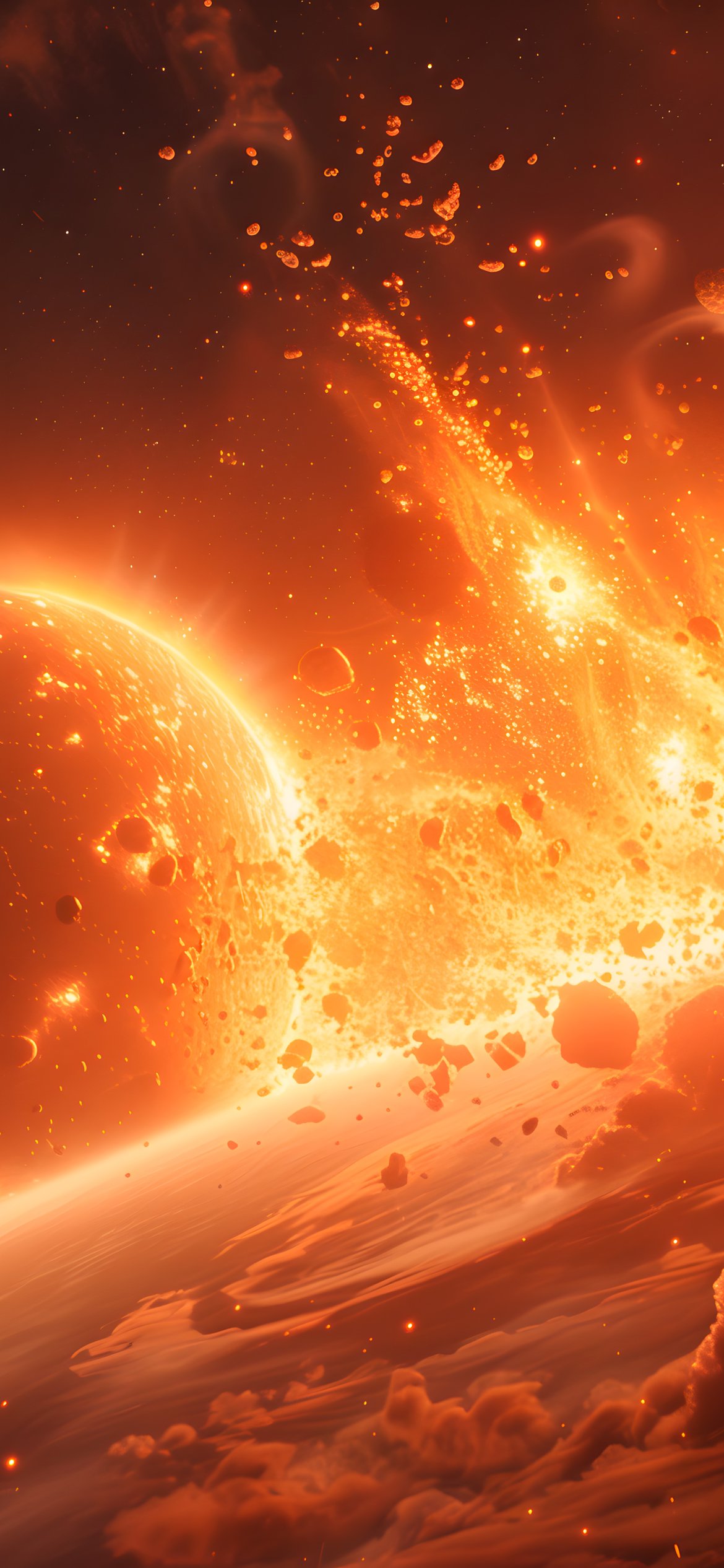 Collision of planets in space - Wallpapers for iPhone 12 Pro/13 Pro/14 in 1170x2532 resolution