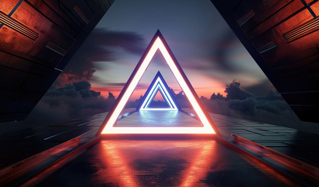 Glowing Triangular Portal at Sunset - WSVGA wallpapers in 1024x600 resolution