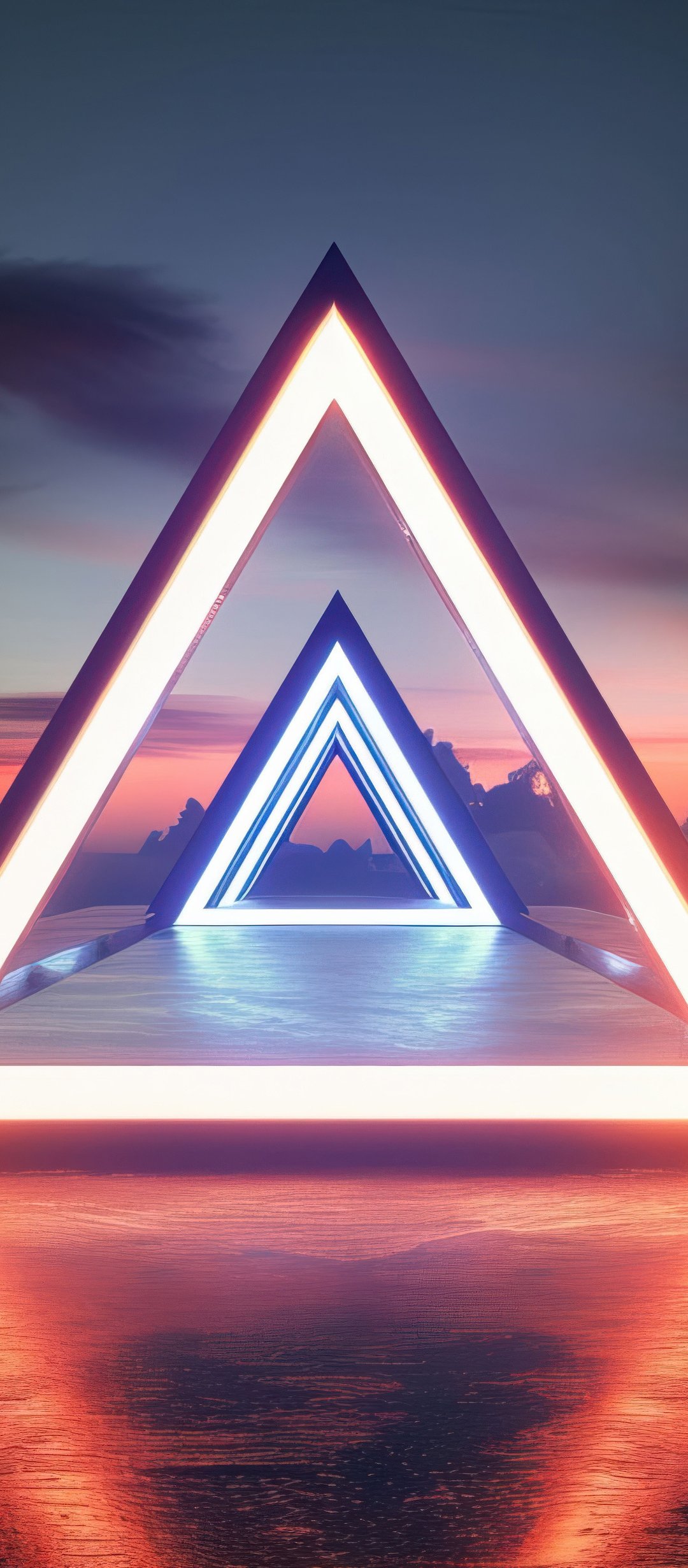Glowing Triangular Portal at Sunset - Wallpapers for TECNO/Infinix in 1080x2460 resolution