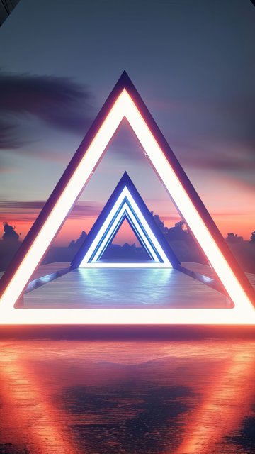 Glowing Triangular Portal at Sunset - Wallpapers for Nokia, Samsung in 360x640 resolution