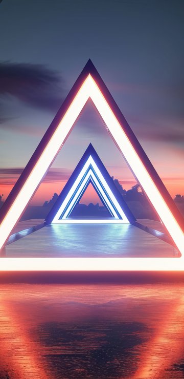 Glowing Triangular Portal at Sunset - Wallpapers for Samsung in 360x740 resolution