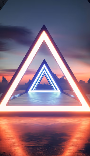 Abstraction wallpapers: portal, metal, triangle, neon