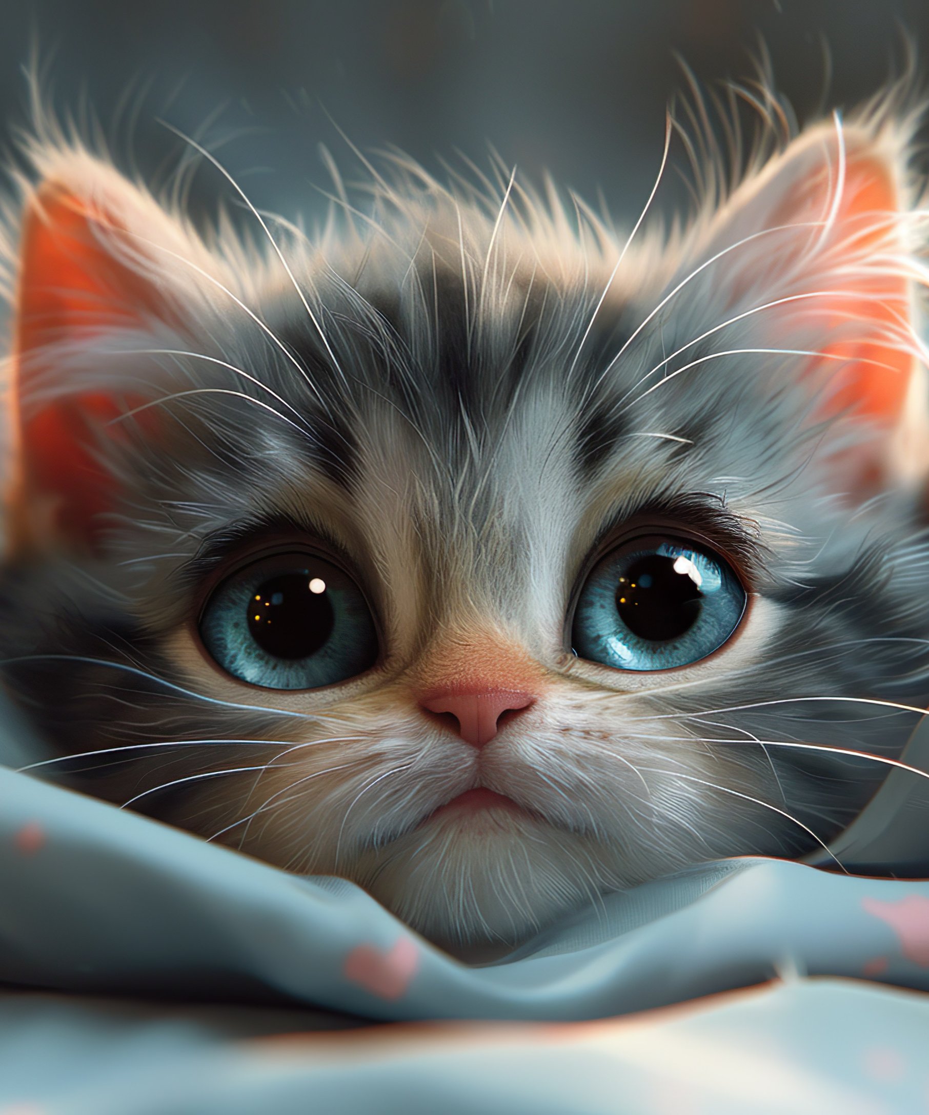 Cute grey kitten with blue eyes - Wallpapers for Samsung Galaxy Z Fold4/Z Fold5/Z Fold6 in 1812x2176 resolution
