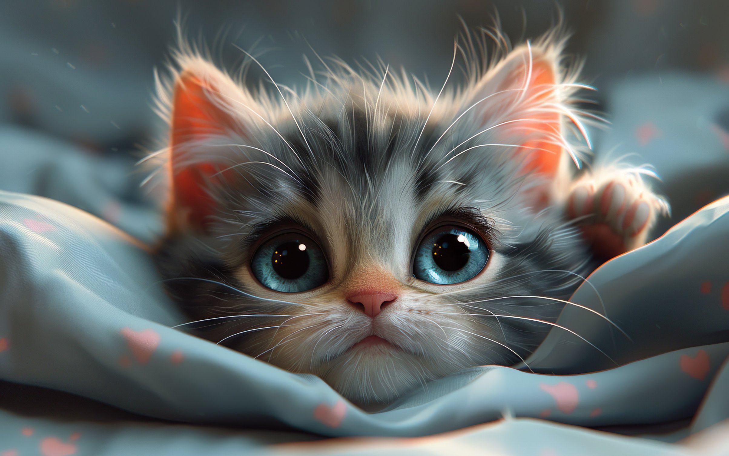 Cute grey kitten with blue eyes - Wallpapers for MacBook Neo in 2408x1506 resolution