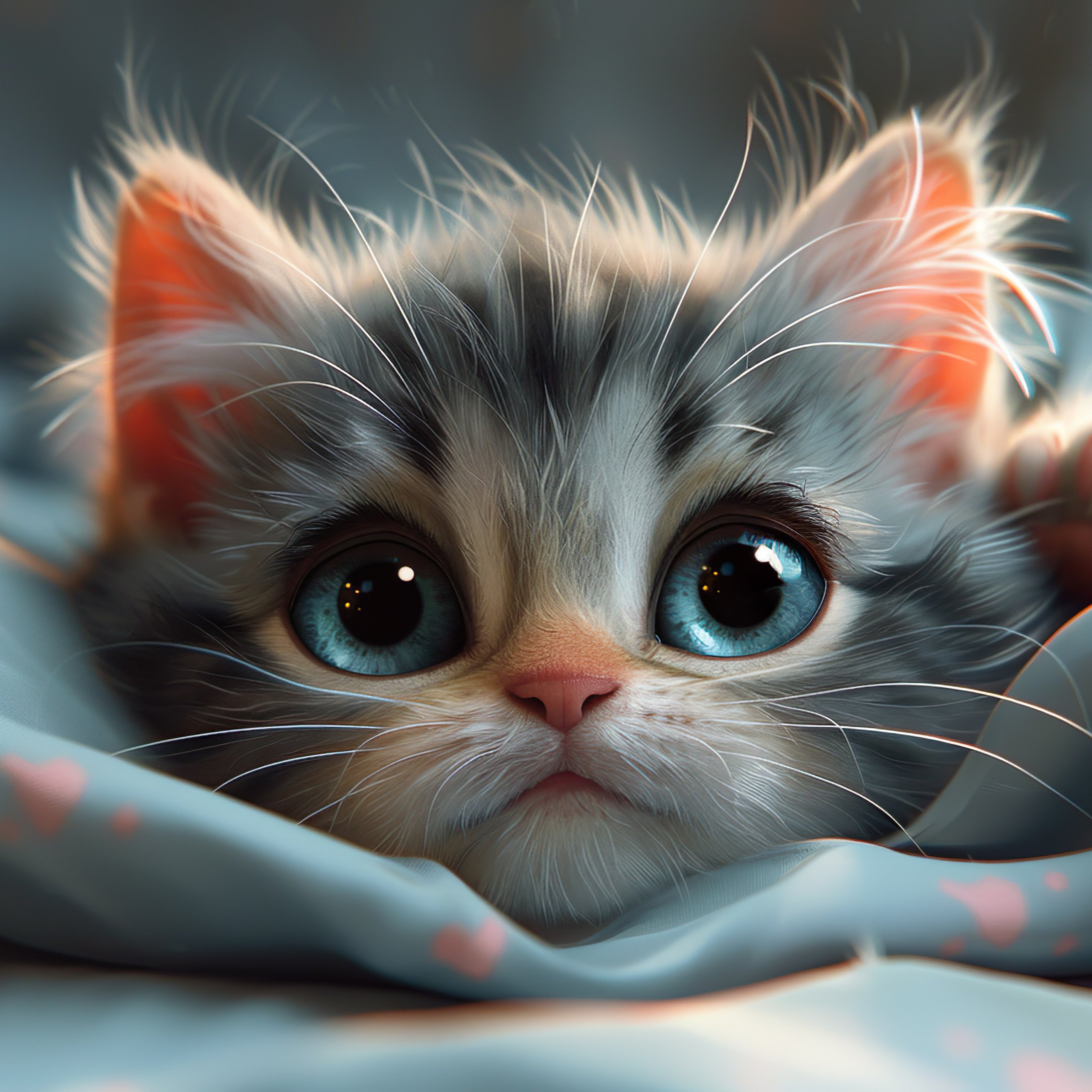 Cute grey kitten with blue eyes - Wallpapers for Samsung Galaxy Tab S9 FE+/Tab S11, Xiaomi Pad 5, Redmi Pad 2 Pro, POCO Pad in 2560x2560 resolution