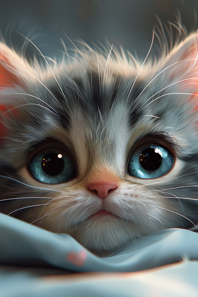 Cute grey kitten with blue eyes - Wallpapers for iPhone 4/4S in 640x960 resolution