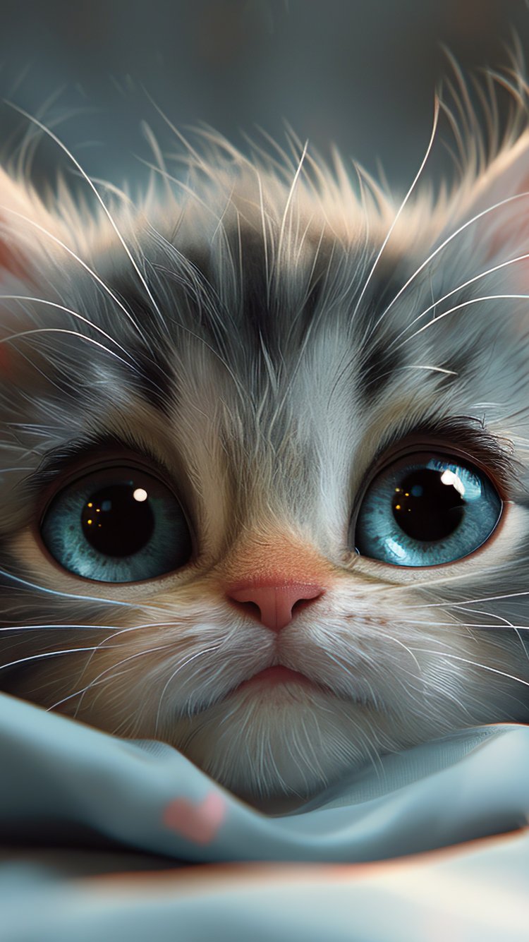Cute grey kitten with blue eyes - Wallpapers for iPhone 6/6S/7/8/SE2/SE3 in 750x1334 resolution