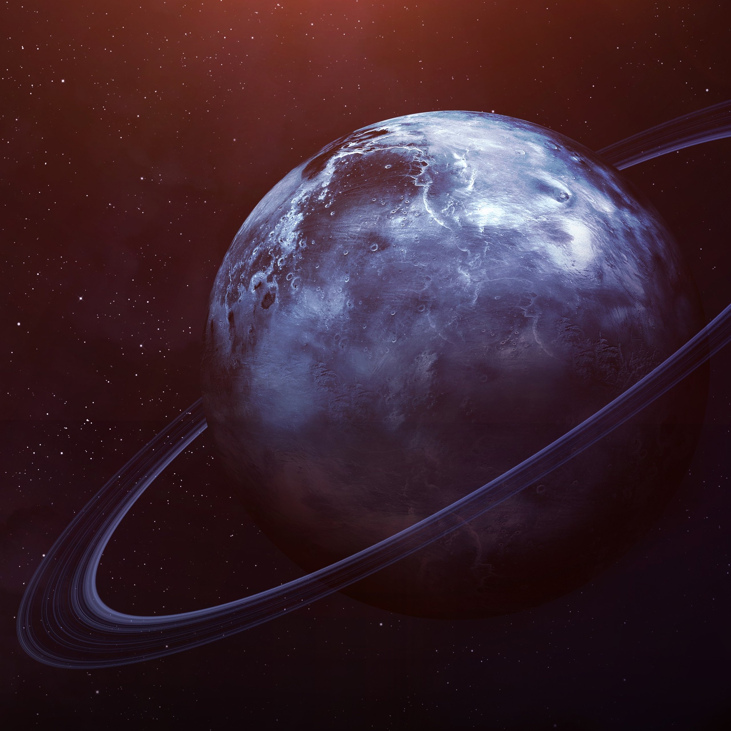 Planet with bright blue rings - Wallpapers for Samsung Galaxy Tab S9 FE+/Tab S11, Xiaomi Pad 5, Redmi Pad 2 Pro, POCO Pad in 2560x2560 resolution
