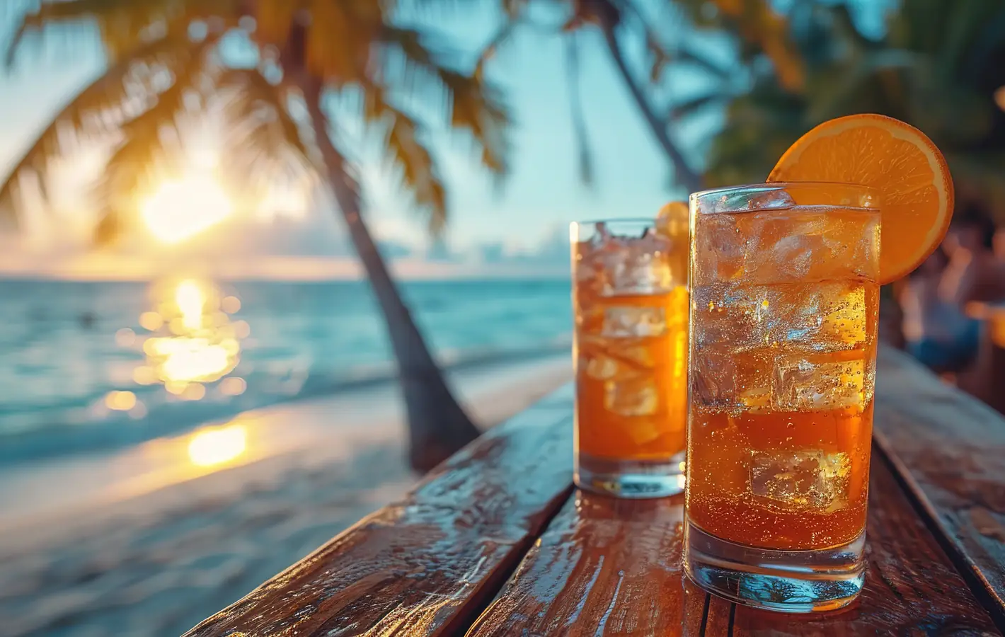 Orange lemonade by the sea — desktop and phone wallpaper, free download