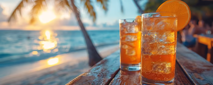 UltraWide 32:9 Leisure wallpapers (3840x1080): drink, orange, tropics, beach