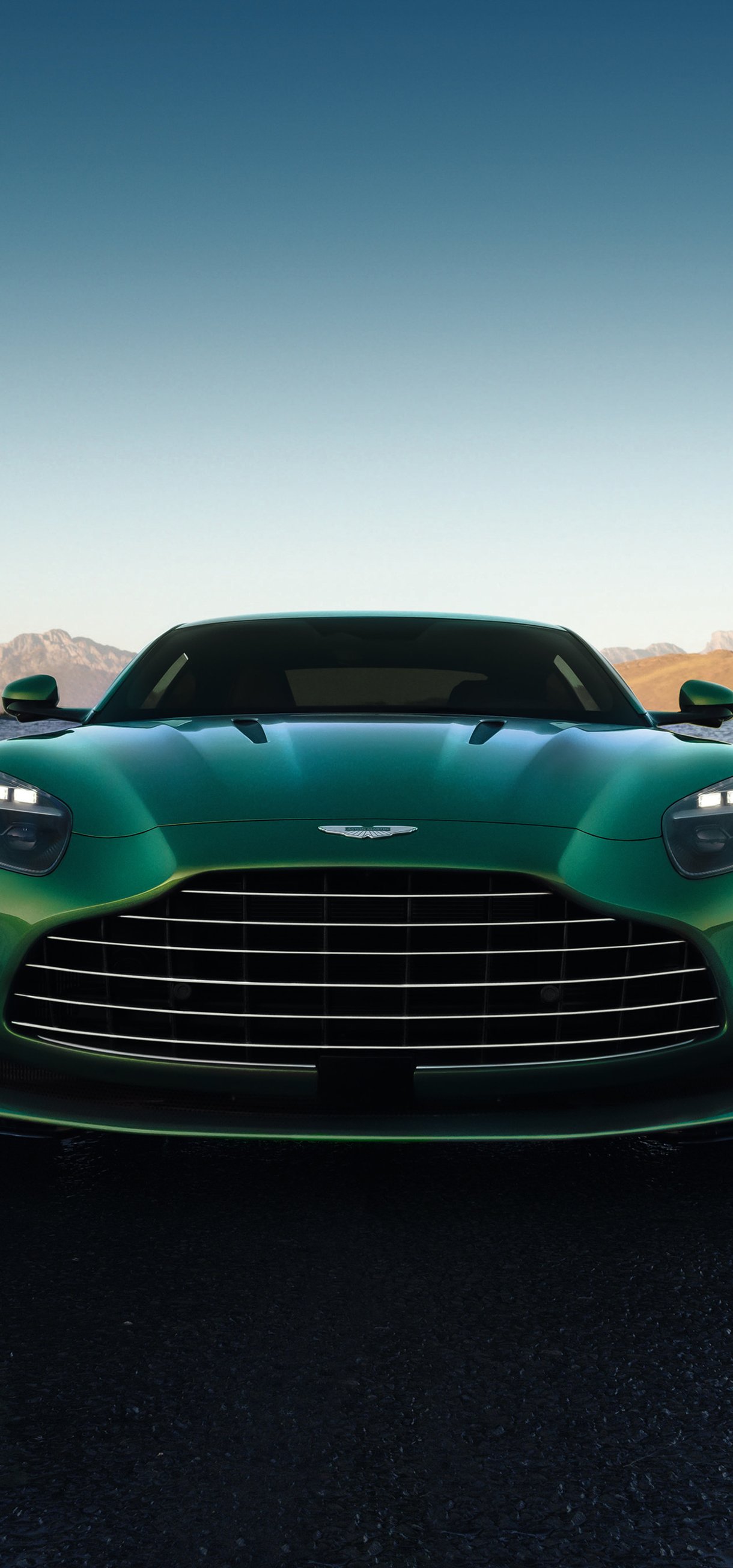 Green Aston Martin DB12 front view - Wallpapers for Xiaomi 17/17 Pro in 1220x2608 resolution