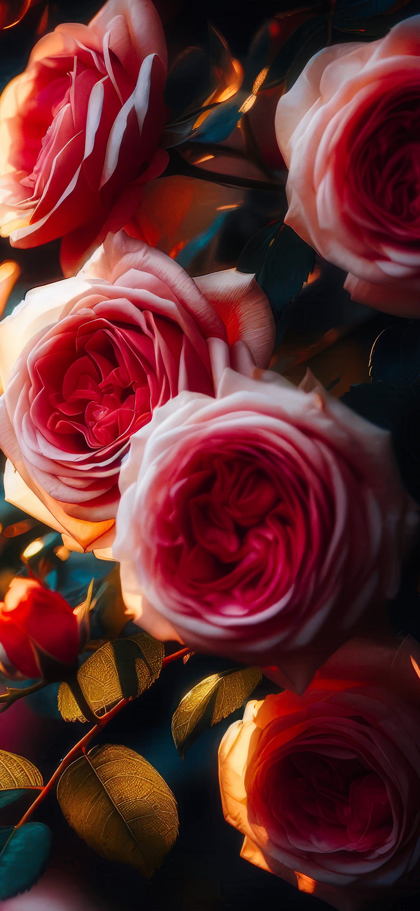Pink roses on a bush - Wallpapers for Samsung Galaxy S24/S24 Ultra/S25 Ultra/S25+/S26 Ultra in 1440x3120 resolution