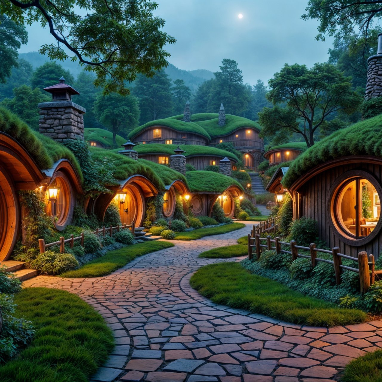 Hobbit Village with greenery - Wallpapers for Lenovo, Huawei in 1280x1280 resolution