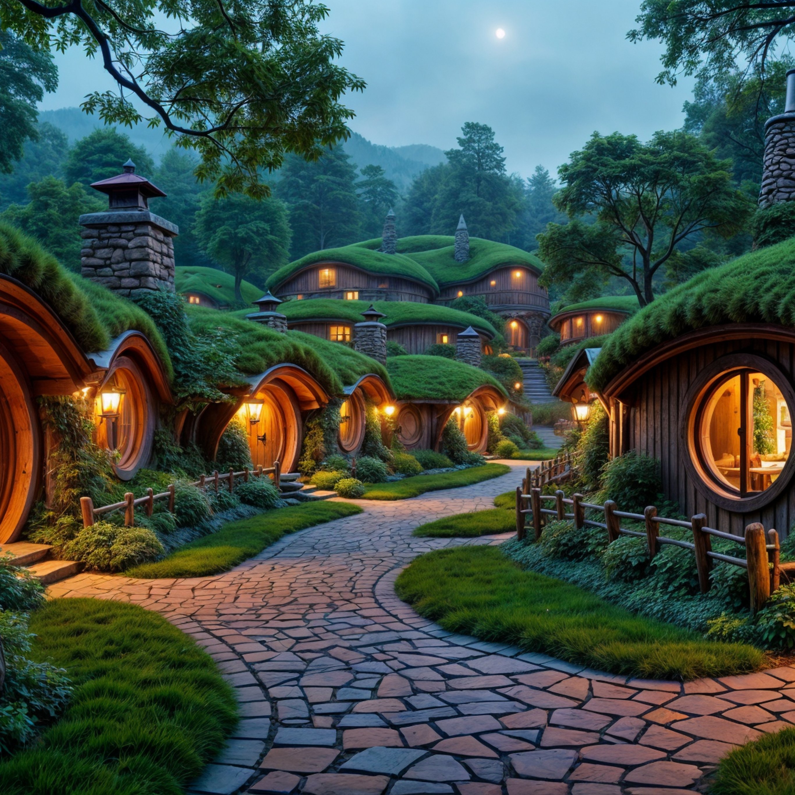 Hobbit Village with greenery - Wallpapers for iPad Pro 12.9″ in 2732x2732 resolution