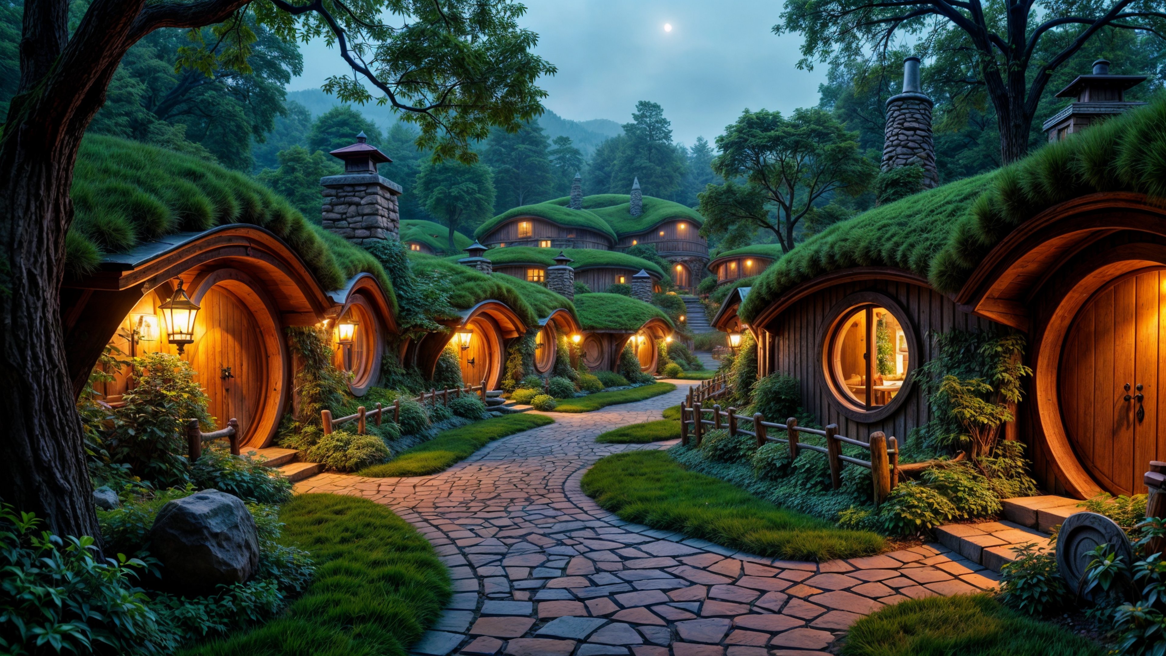 Hobbit Village with greenery - 4K PC Wallpapers in 3840x2160 resolution