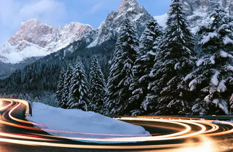 Nature wallpapers: Italy, Dolomites, light Trails, road