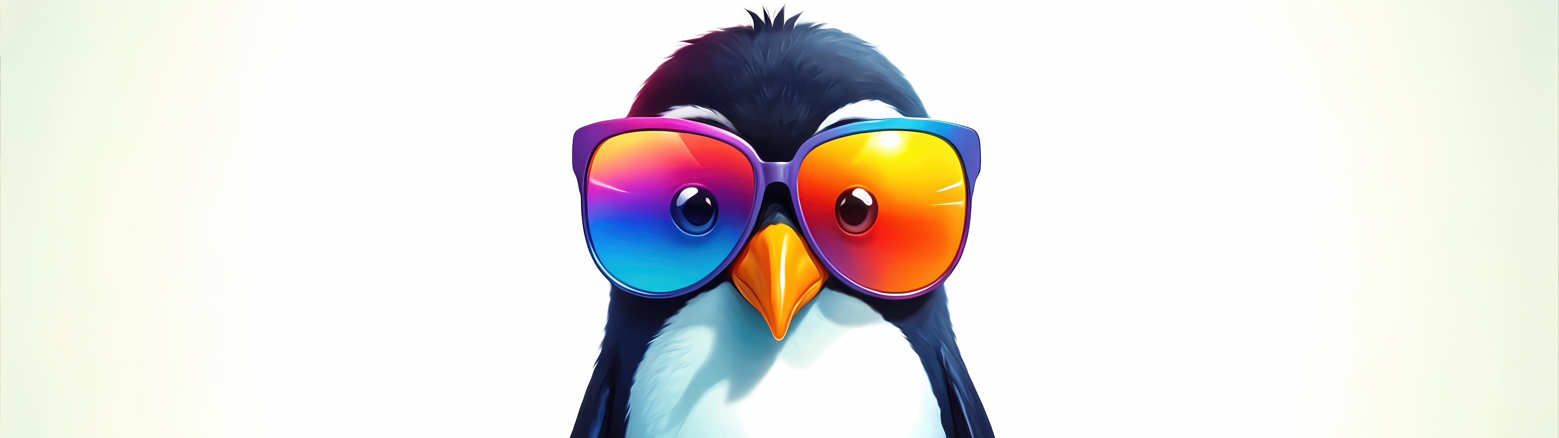 Cute penguin with bright glasses - UltraWide 32:9 wallpapers in 5120x1440 resolution