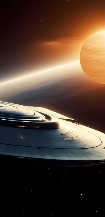 Spacecraft orbiting a planet - Wallpapers for Samsung in 360x740 resolution
