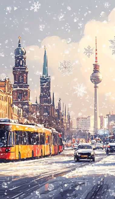 Cities wallpapers: Berlin, street, tram, winter