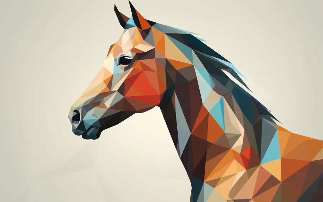 Лошадь в low poly стиле — обои на рабочий стол и телефон