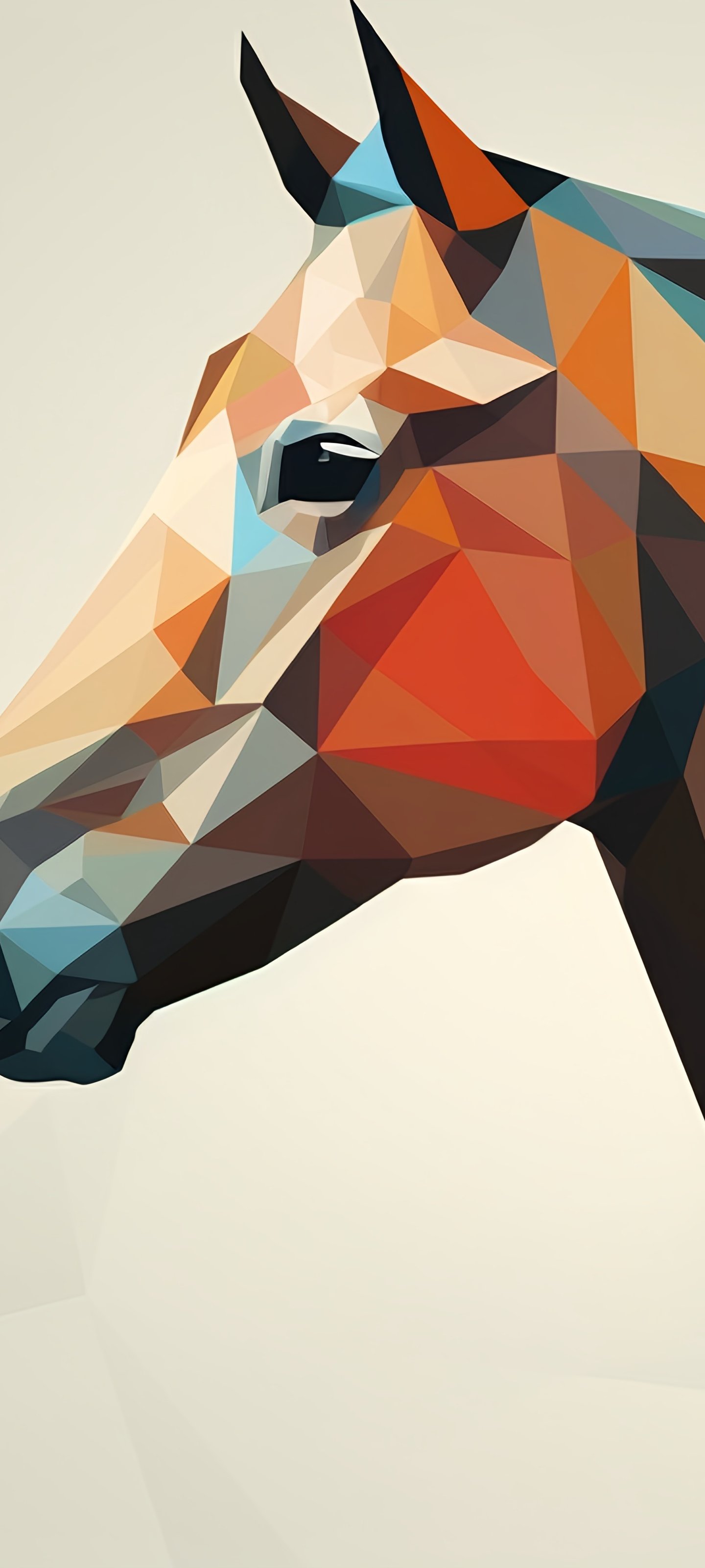 Horse in low poly style - Wallpapers for Xiaomi 13 Ultra/14 Ultra/15 Ultra/17 Pro Max, Samsung Galaxy S20/S20 Ultra/S21 Ultra in 1440x3200 resolution