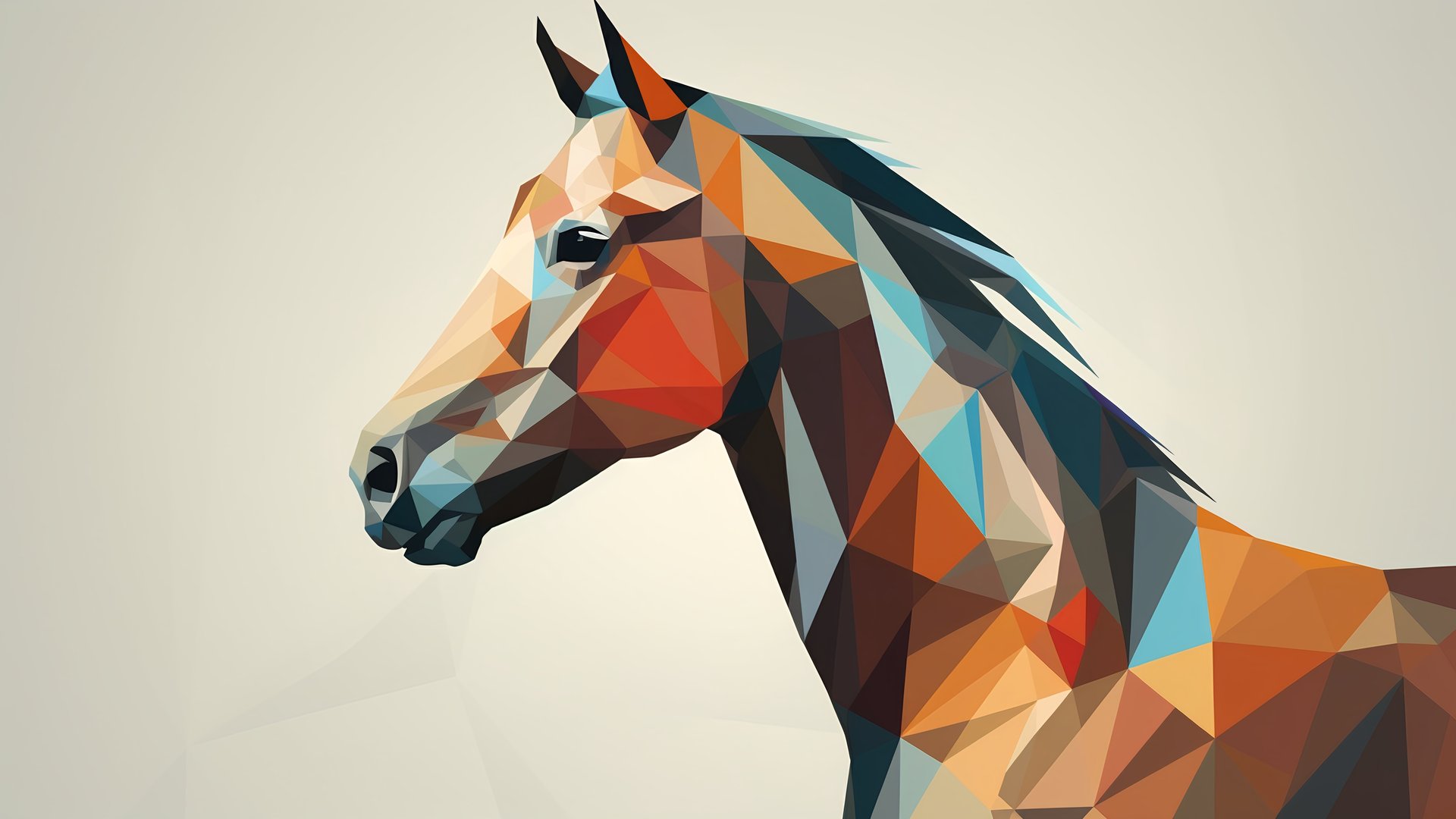 Лошадь в low poly стиле - Full HD обои в разрешении 1920x1080