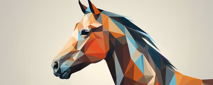 UltraWide 32:9 обои (3840x1080): лошадь, low poly, мозаика, текстура