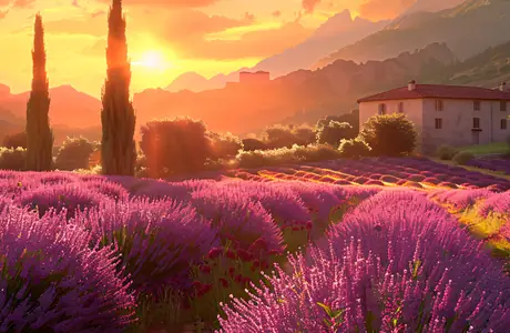 Nature wallpapers: lavender, field, sunset, cypress