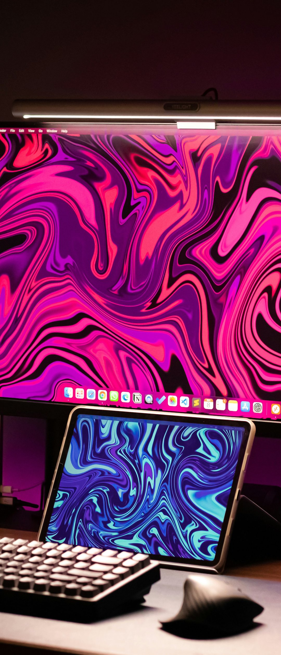 Dual screen digital workspace setup - Wallpapers for Samsung Galaxy Z Flip7, Sony Xperia 5 II/5 III/5 V/10 IV/10 V, Xiaomi Mix Fold 3 in 1080x2520 resolution