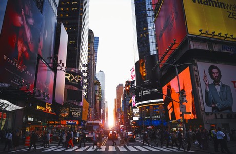 Breathtaking Sunset in Times Square at Dusk in New York City