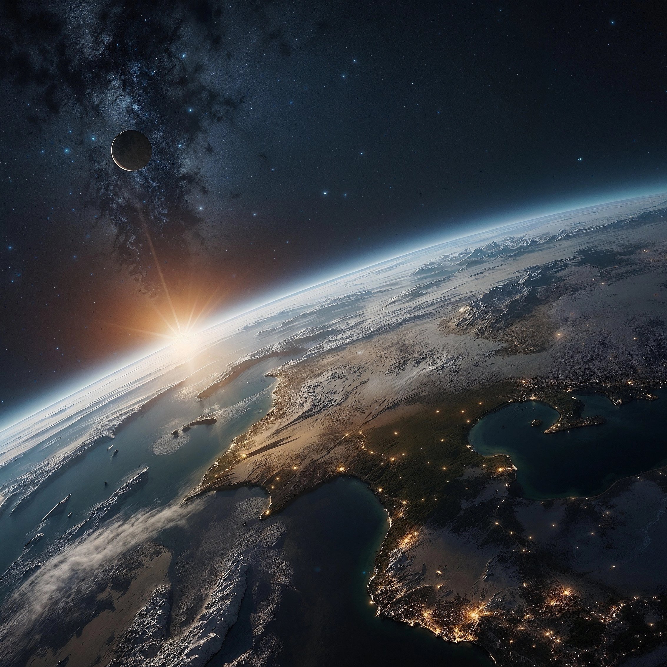 Earth orbit with sunrise - Wallpapers for iPad mini 8.3″ in 2266x2266 resolution