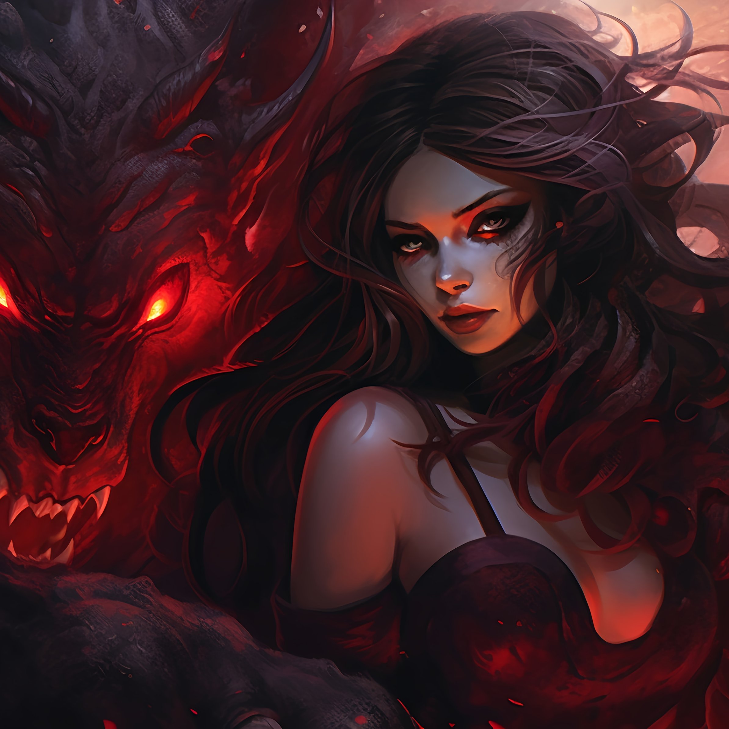 Fantasy girl and the devil - Wallpapers for iPad Pro 11″ in 2388x2388 resolution