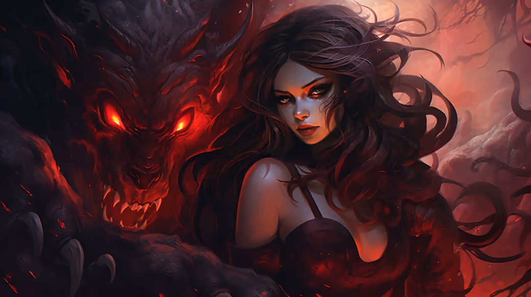 Fantasy girl and the devil - XVGA wallpapers in 1024x768 resolution