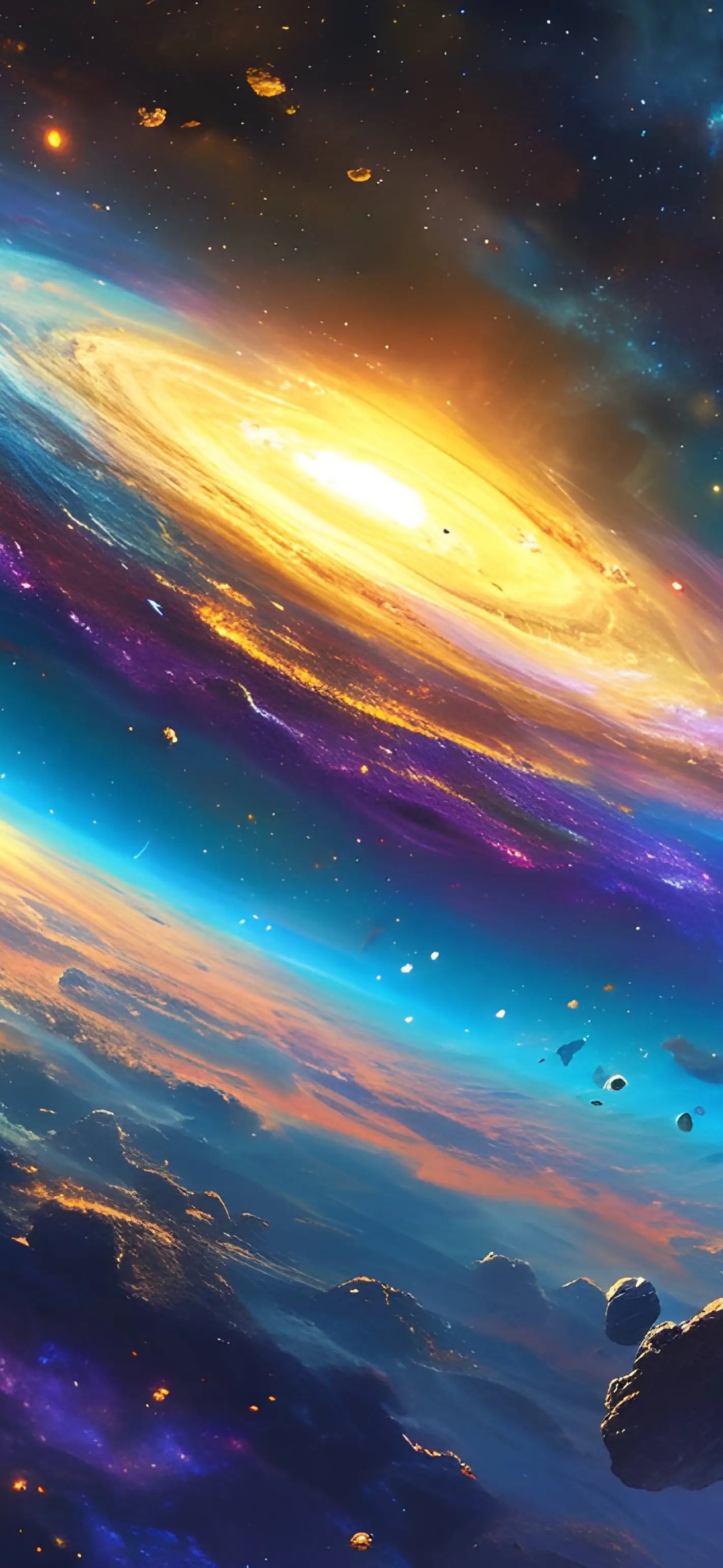 Spaceship navigating asteroid field - Wallpapers for iPhone 15 Pro Max/14 Pro Max in 1290x2796 resolution