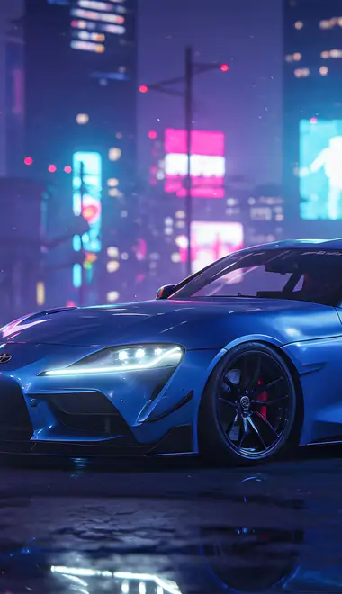 Обои машины: Toyota Supra, спорткар, неон, ночь