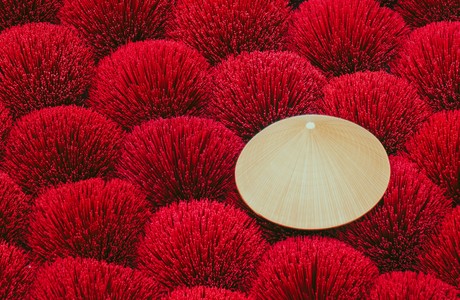 Beautiful Red Aesthetic with Straw Hat