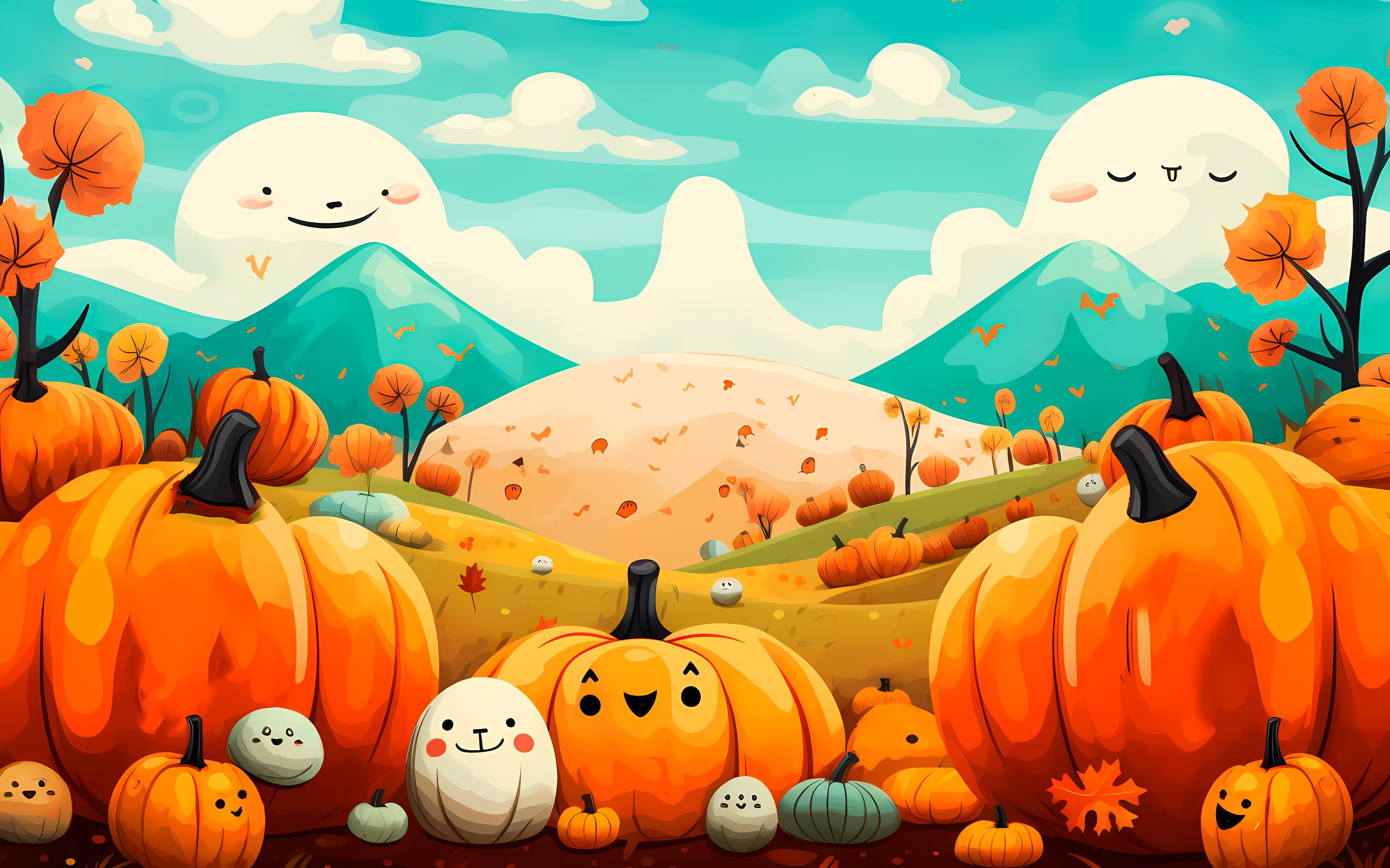 Autumn pumpkins with smiles - Wallpapers for Apple MacBook 15″ in 2880x1800 resolution