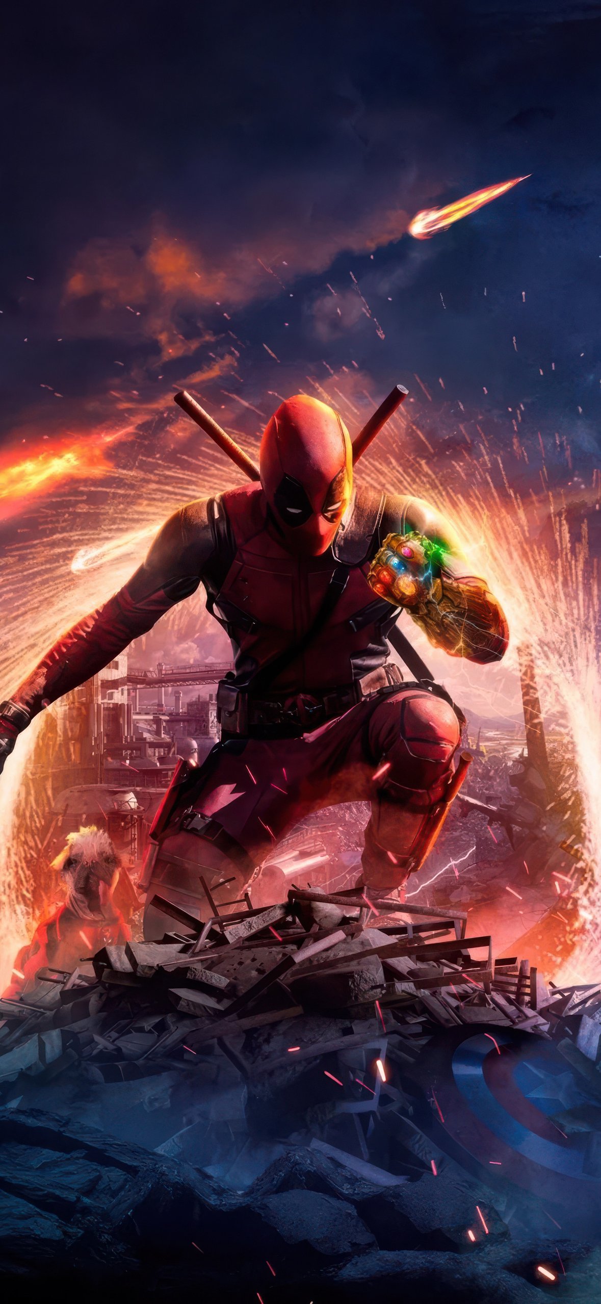 Deadpool wielding Infinity Gauntlet - Wallpapers for iPhone 14 Pro/15 Pro in 1179x2556 resolution