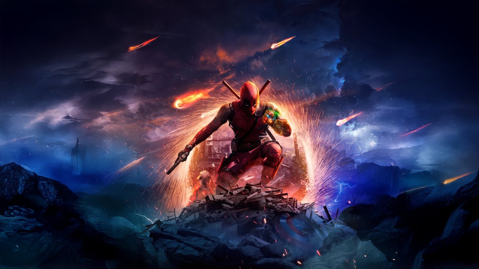 Deadpool wielding Infinity Gauntlet - wXGA++ wallpapers in 1600x900 resolution