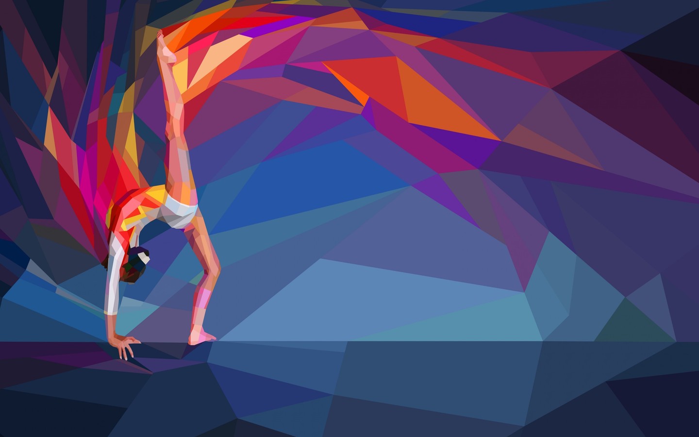 Colorful geometric representation of a dancer in motion