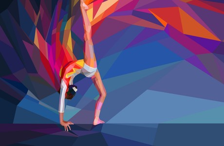 Colorful geometric representation of a dancer in motion